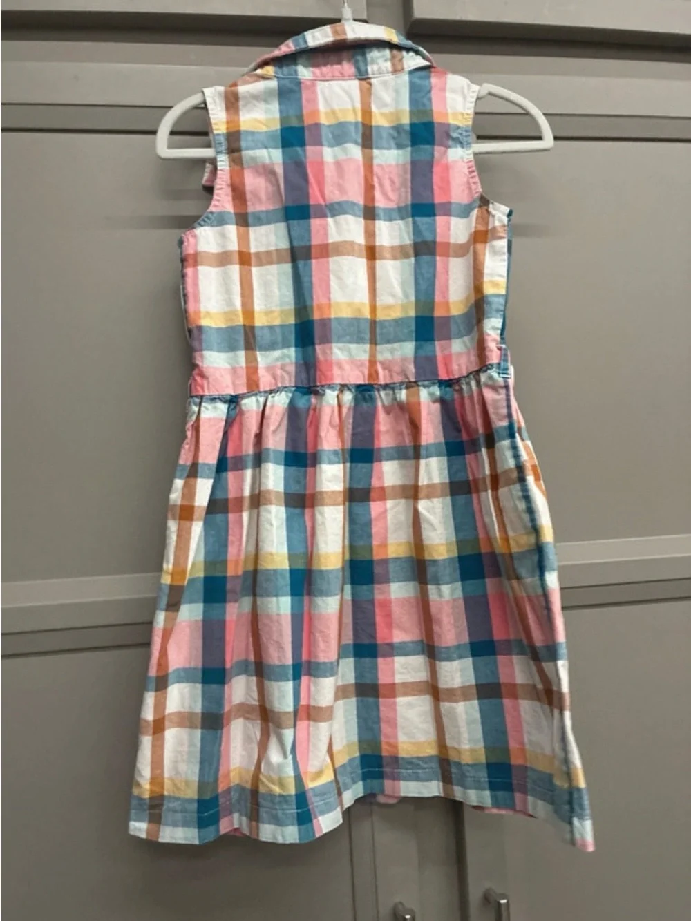 Carter's Sleeveless Plaid Cotton Dress in Pink, Blue & Yellow